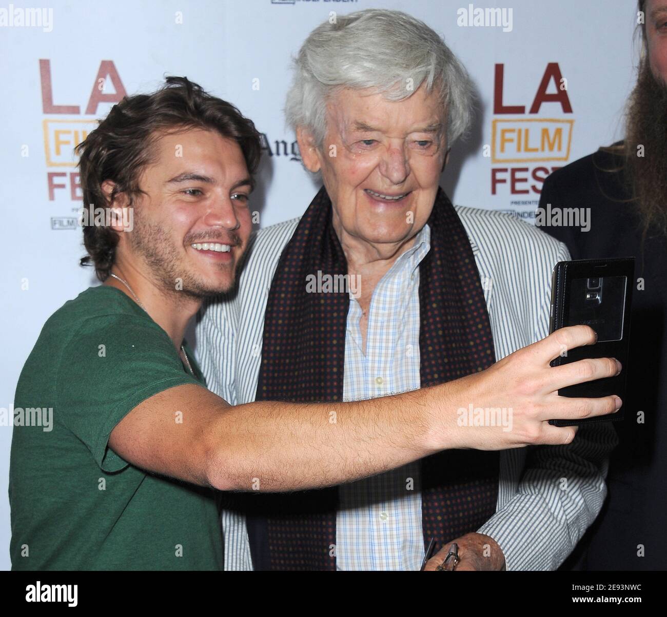 FILE PHOTO** Hal Holbrook Has Passed Away. LOS ANGELES, CA - JUNE 14: Emile  Hirsch and Hal Holbrook at the 2014 Los Angeles Film Festival premiere of  \, image size:1300x1204
