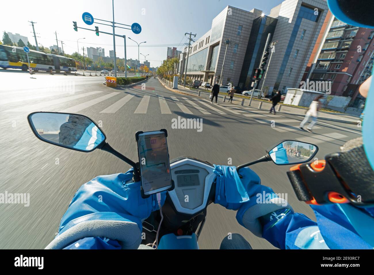 Using a mobile phone navigation dispatcher Stock Photo Alamy