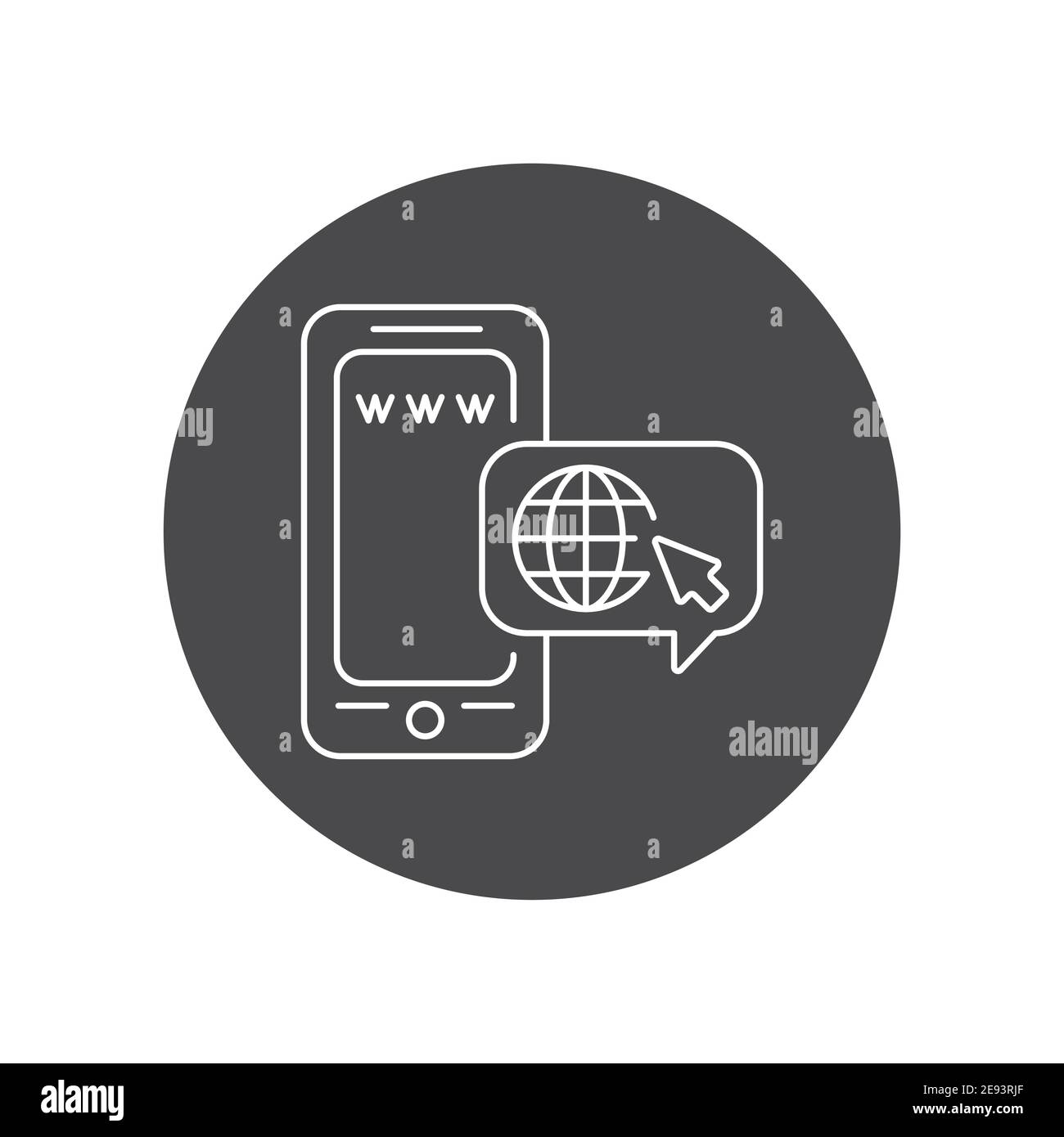 Browser mobile application in smartphone black glyph icon. Pictogram