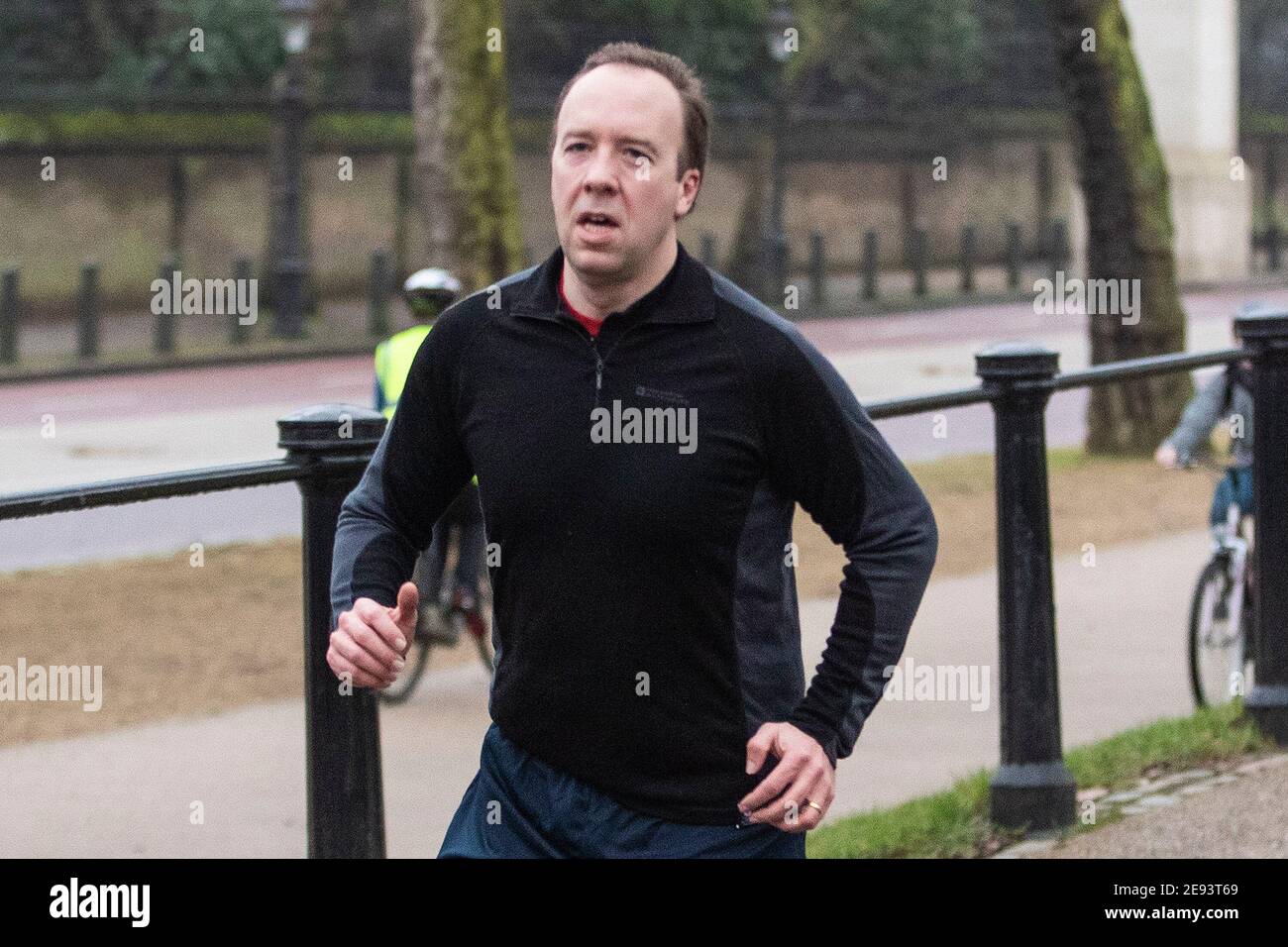 Health Secretary And Cabinet Minister Matt Hancock Jogs Through Green Park Central London Towards His Office On The 1st Of February 2021 Stock Photo Alamy