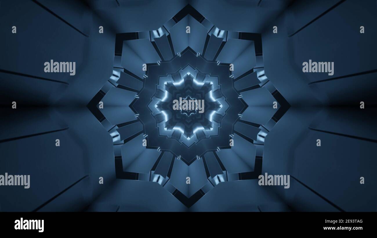 3D illustration of glowing dark blue tunnel Stock Photo - Alamy
