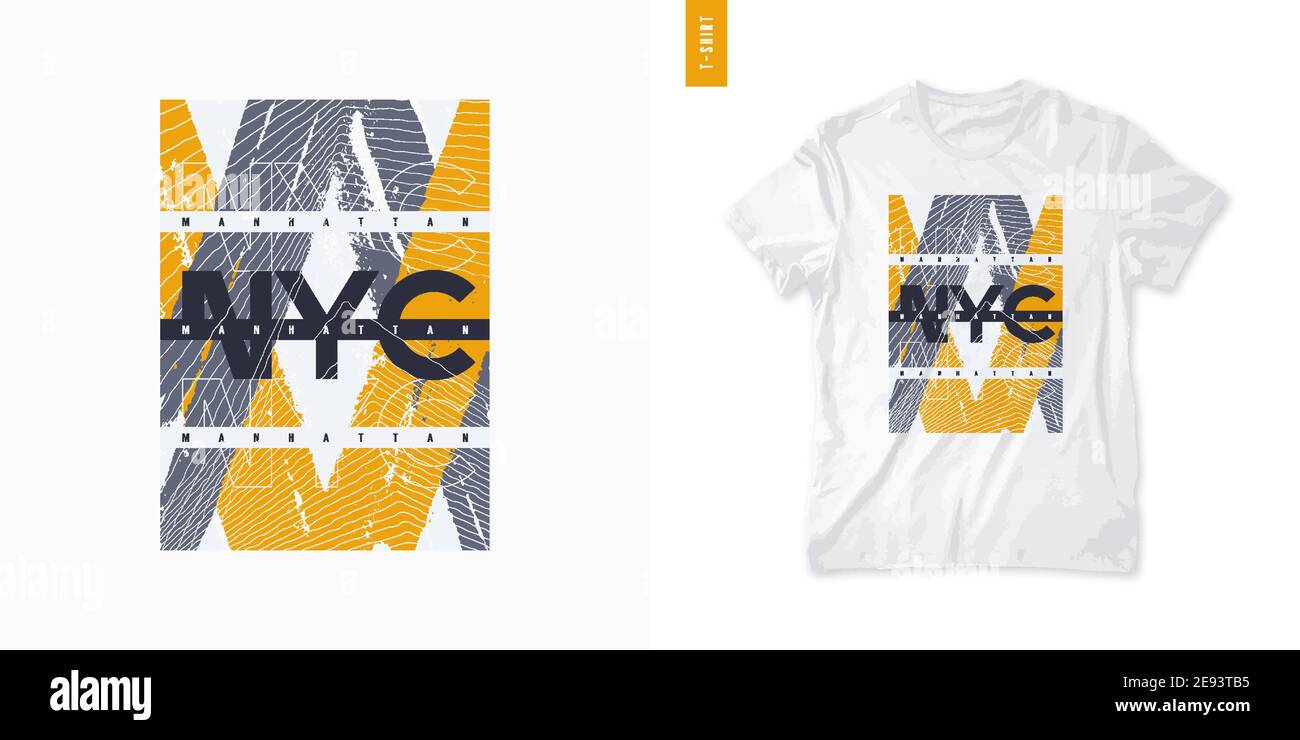 New York City graphic mens t-shirt design, abstract print, vector