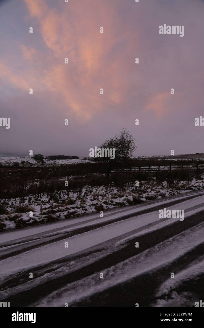 Wintery roads and landscape outside Dalmellington in East Ayrshire