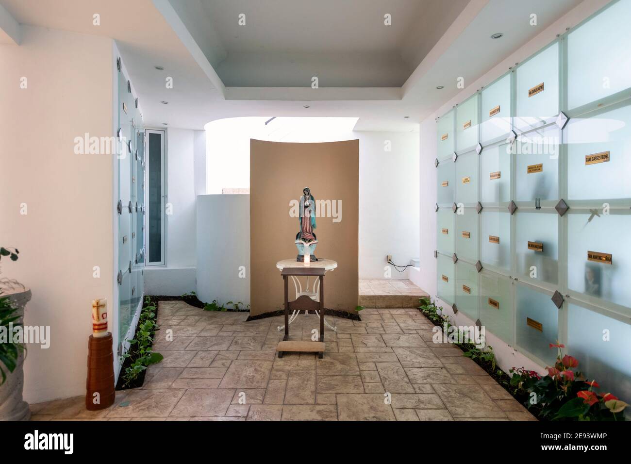Cemetery inside Parroquia de Cristo Resucitado church in Cancun Stock Photo