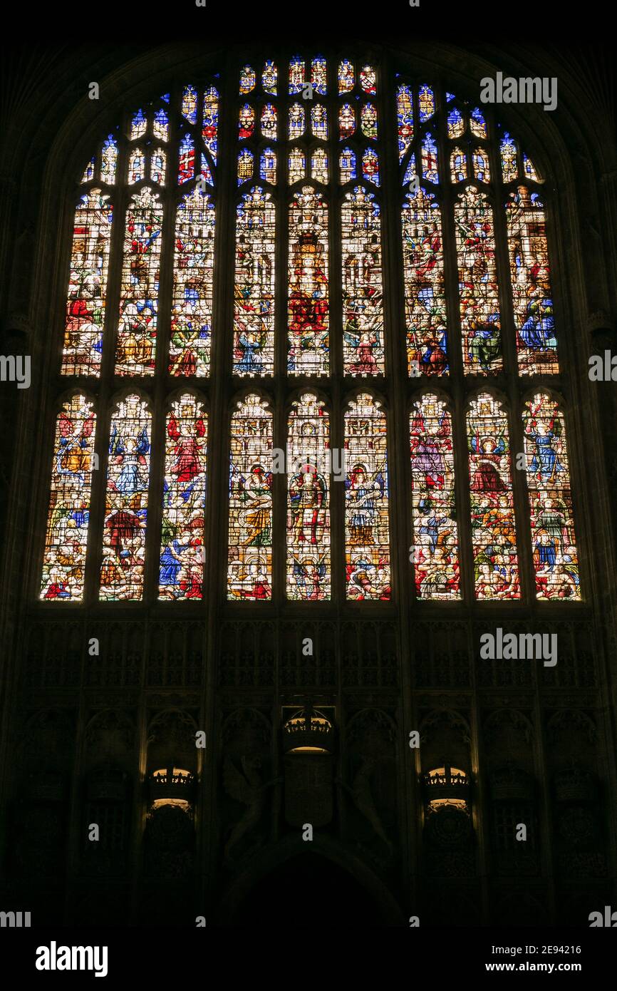 Stained glass windows inside King's College Chapel in Cambridge, England, UK Stock Photo Alamy