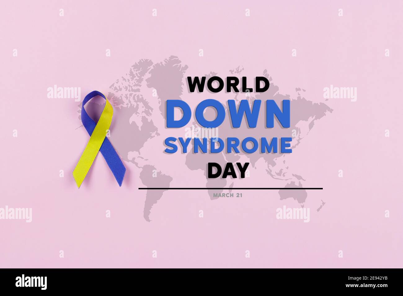 The Blue and yellow ribbon for World Down Syndrome Day Stock Photo - Alamy