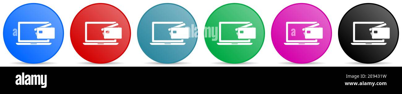 Online, mobile payment vector icons, set of circle gradient buttons in ...