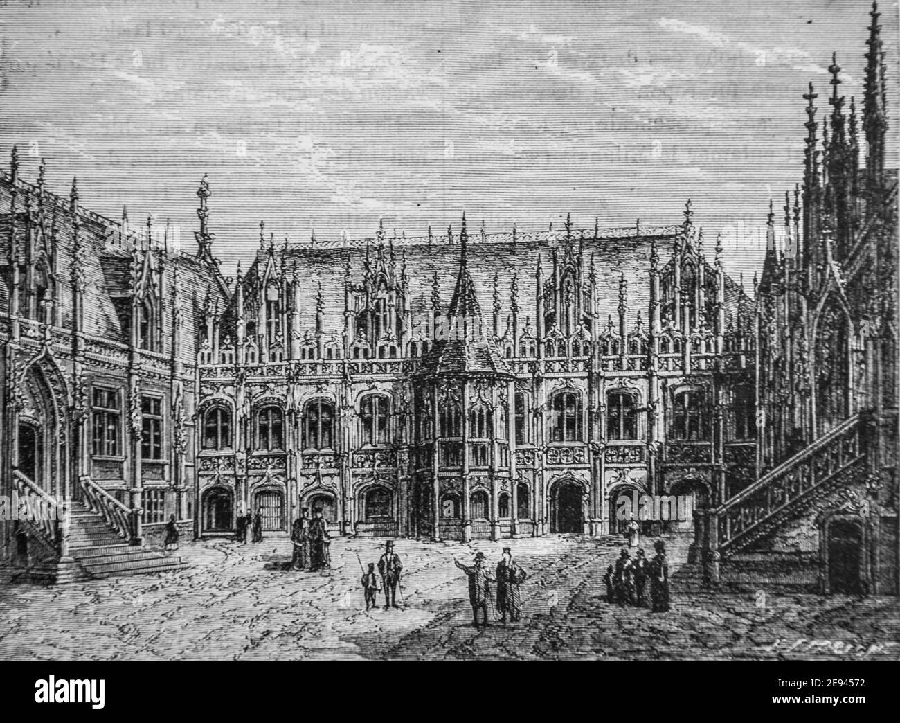 palais de justice de rouen 1434-1493, histoire populaire de frrance par henri martin,editeur furne 1860 Stock Photo