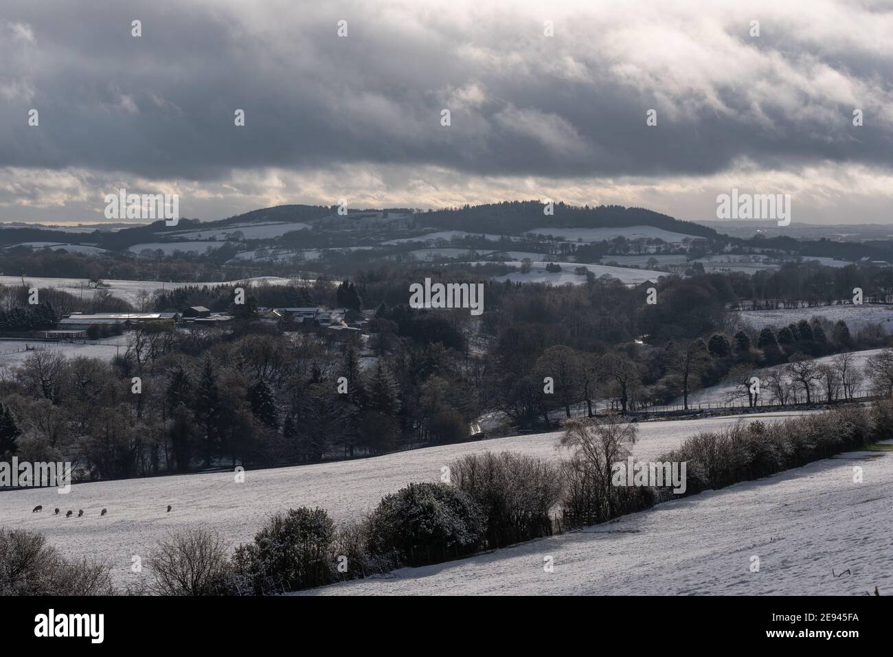 Wintery landscape across Lancashire Stock Photo