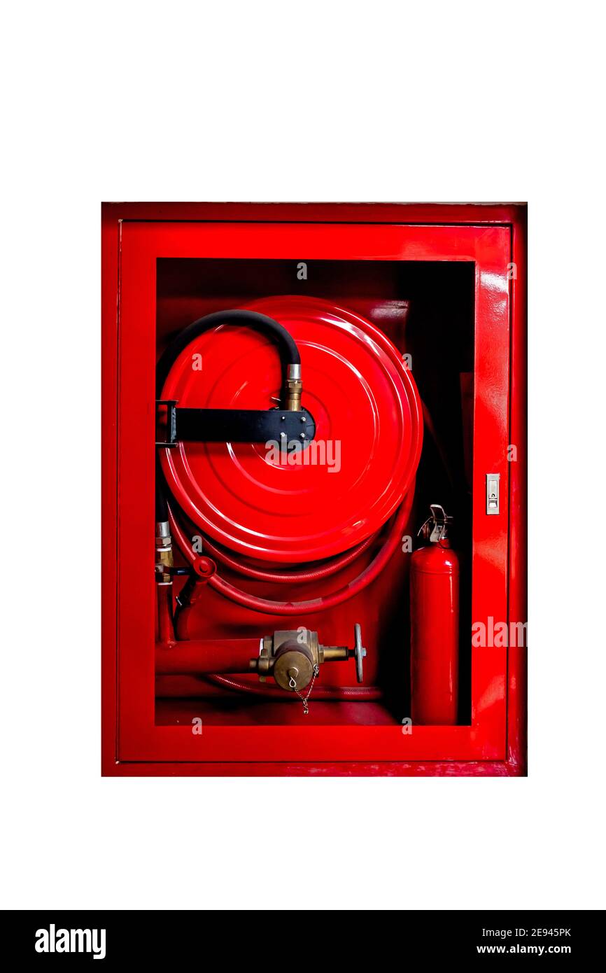 Red Fire extinguisher in office building Interior emergency safety