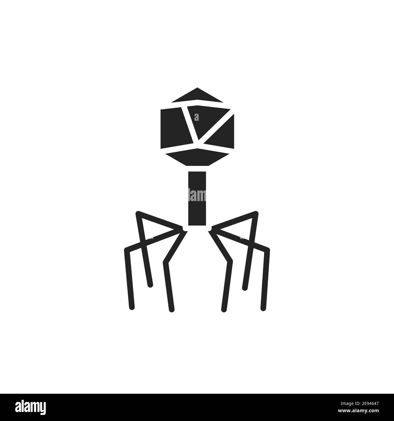 Bacteria bacteriophage black glyph icon. Vector illustration. Stock Vector