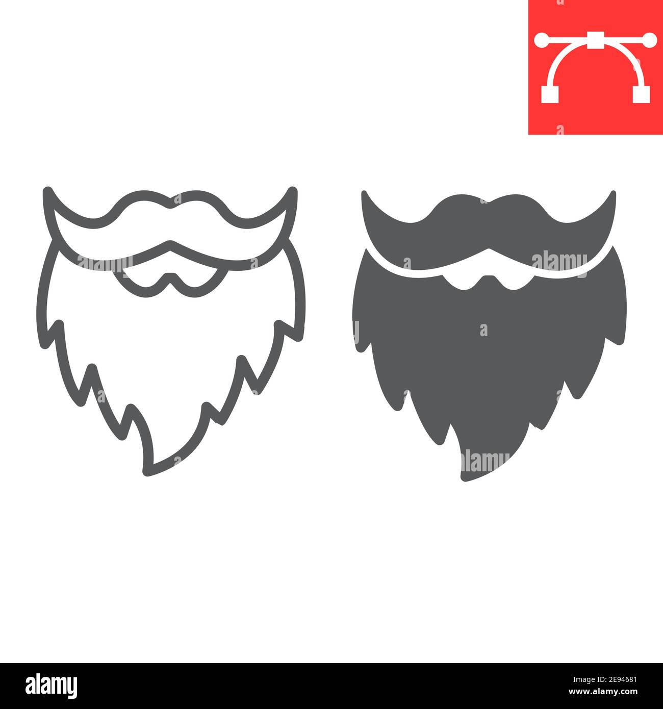 Leprechaun beard line and glyph icon, St. Patricks day and holiday, mustache with beard vector icon, vector graphics, editable stroke outline sign Stock Vector