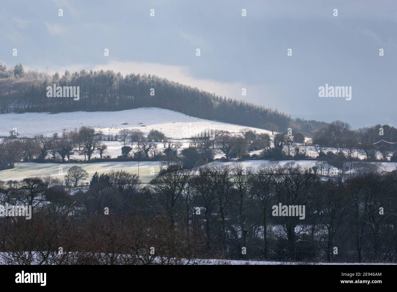 Wintery landscape across Lancashire Stock Photo