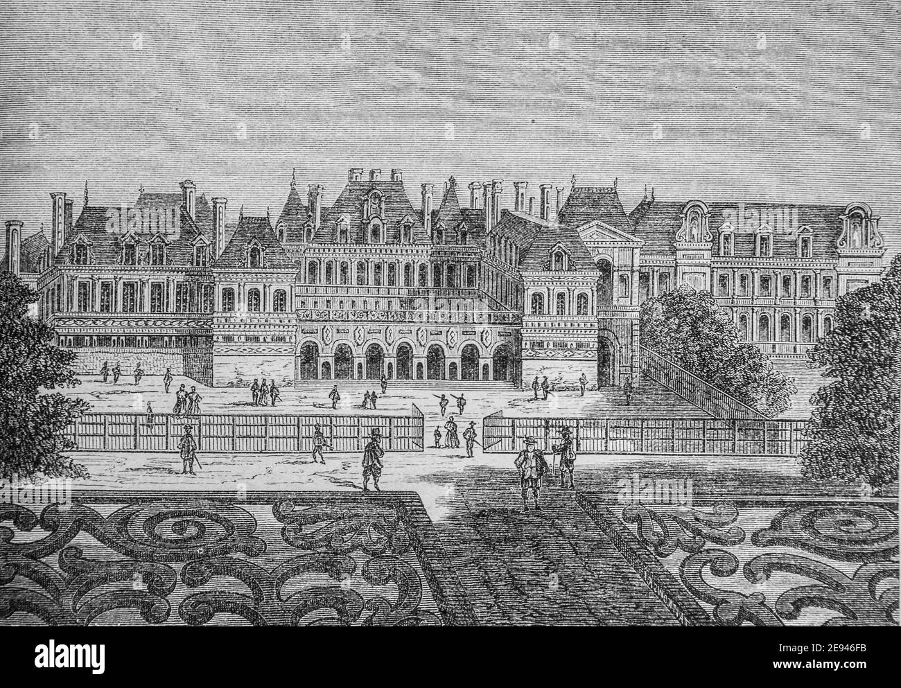 l'ancien palais cardinal ,aujourd'hui palais-royal1500-1600, histoire populaire de frrance par henri martin,editeur furne 1860 Stock Photo