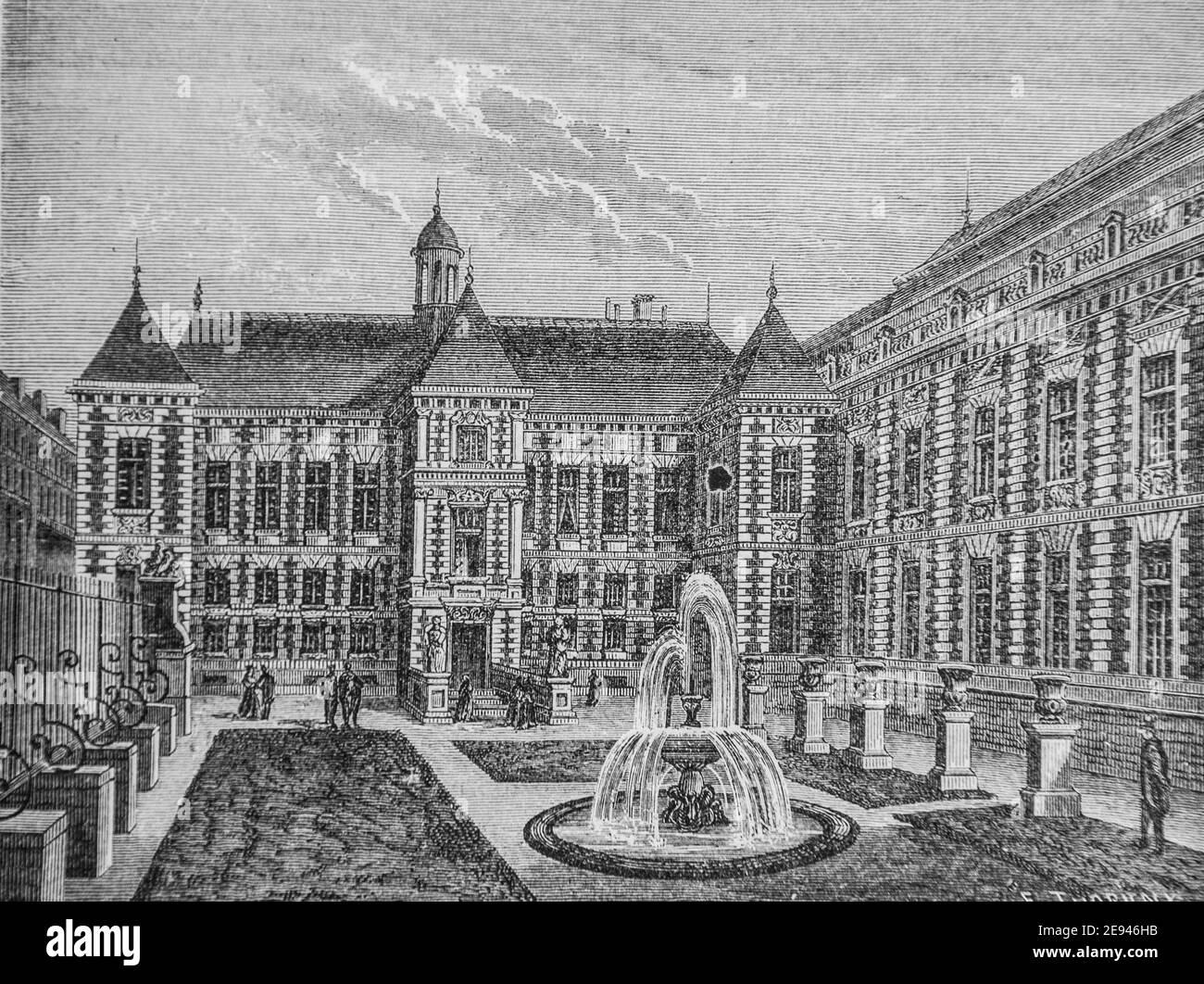 ancien palais mazarin,aujourd'hui bibliotheque imperiale 1500-1600, histoire populaire de frrance par henri martin,editeur furne 1860 Stock Photo