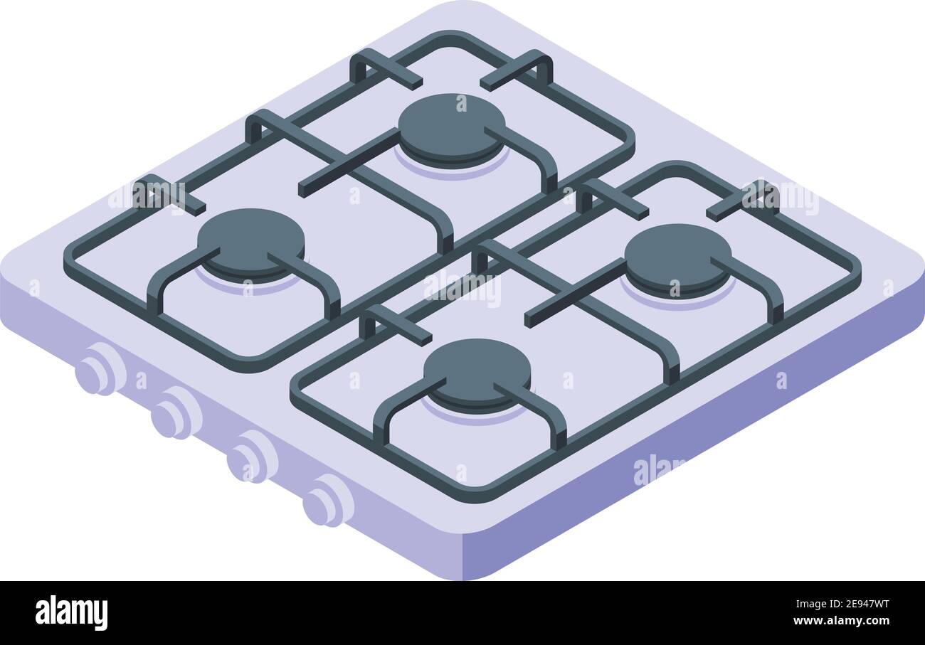 Device burning gas stove icon. Isometric of device burning gas stove ...