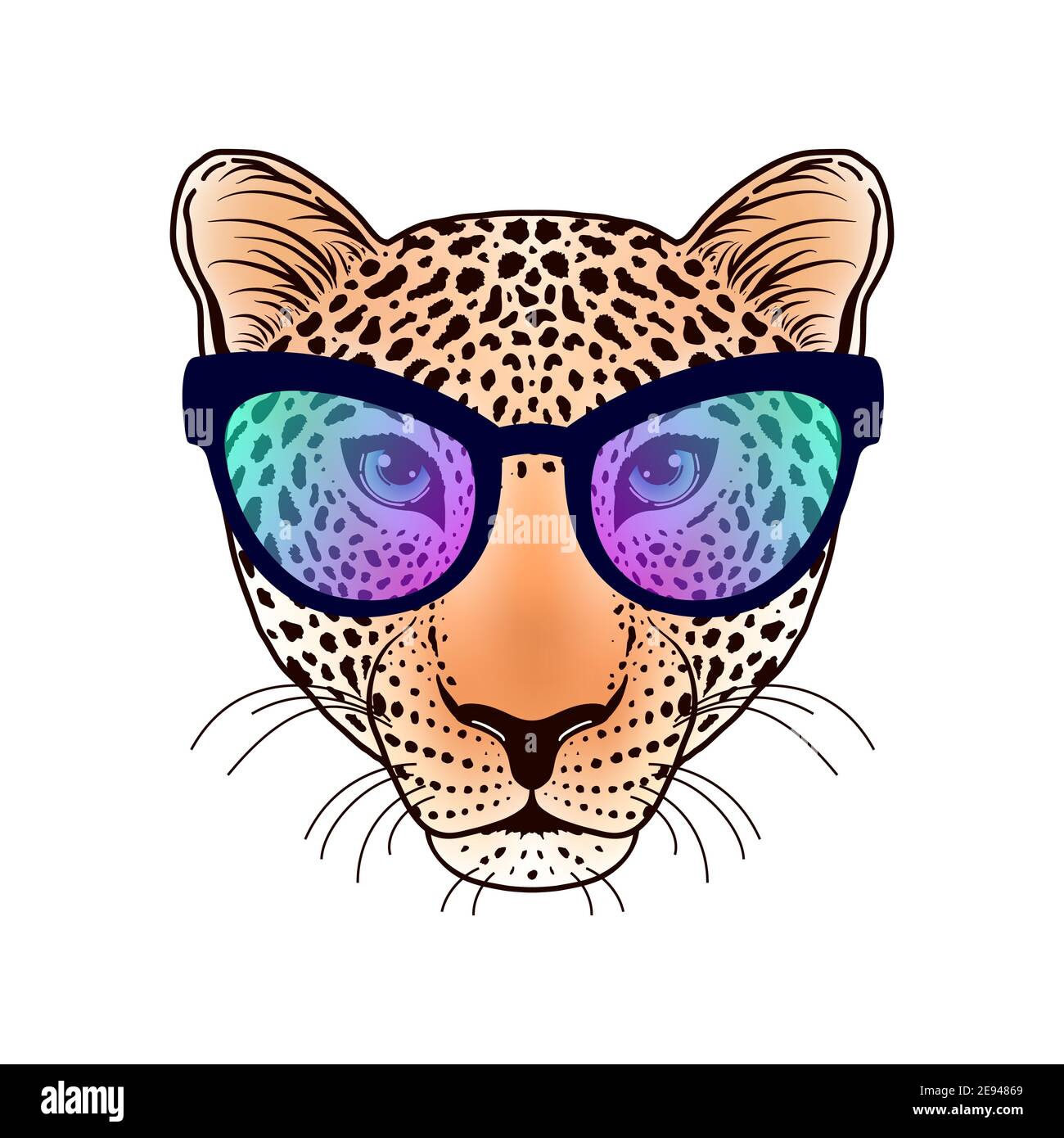 Leopard muzzle with sunglasses Stock Vector