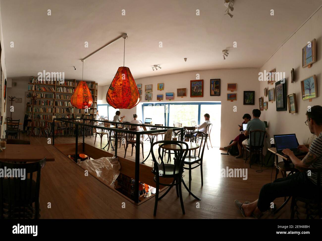 Budapest Co-working space, coffee shop, Hungary. Stock Photo
