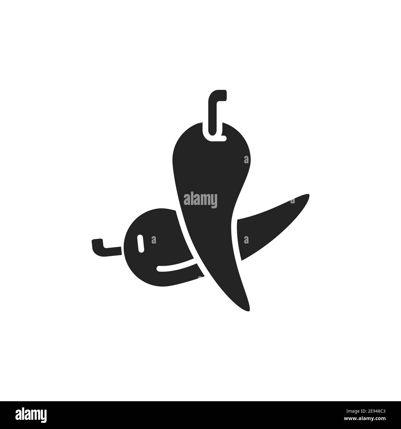 Chilli red pepper black glyph icon. Paprika. Vector illustration Stock Vector