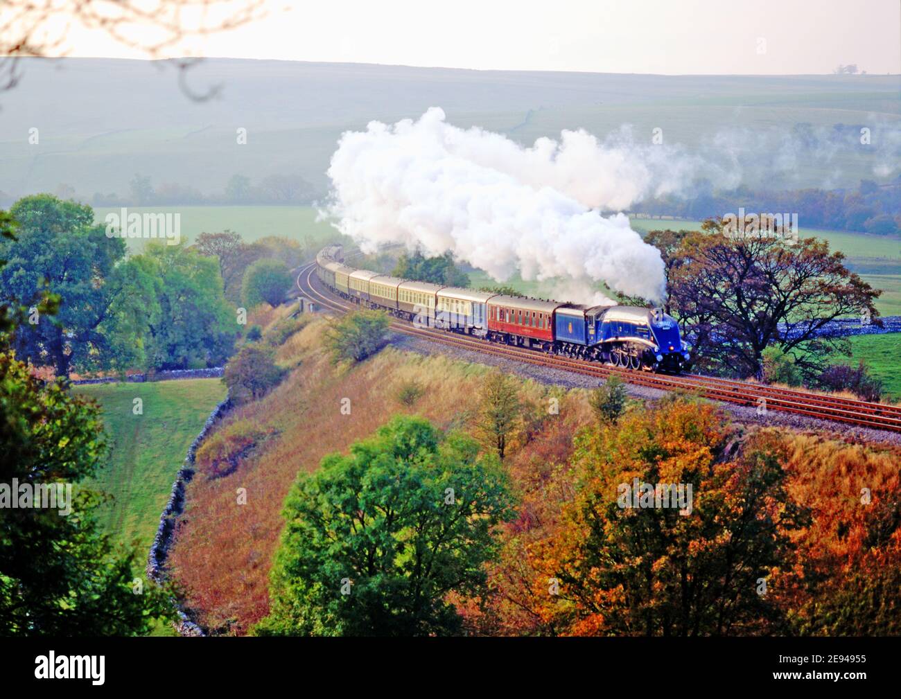 A4 Pacific no 60007 Sir Nigel Gresley at Smardale, Cumbria, Settle to Carlsile railway, England Stock Photo