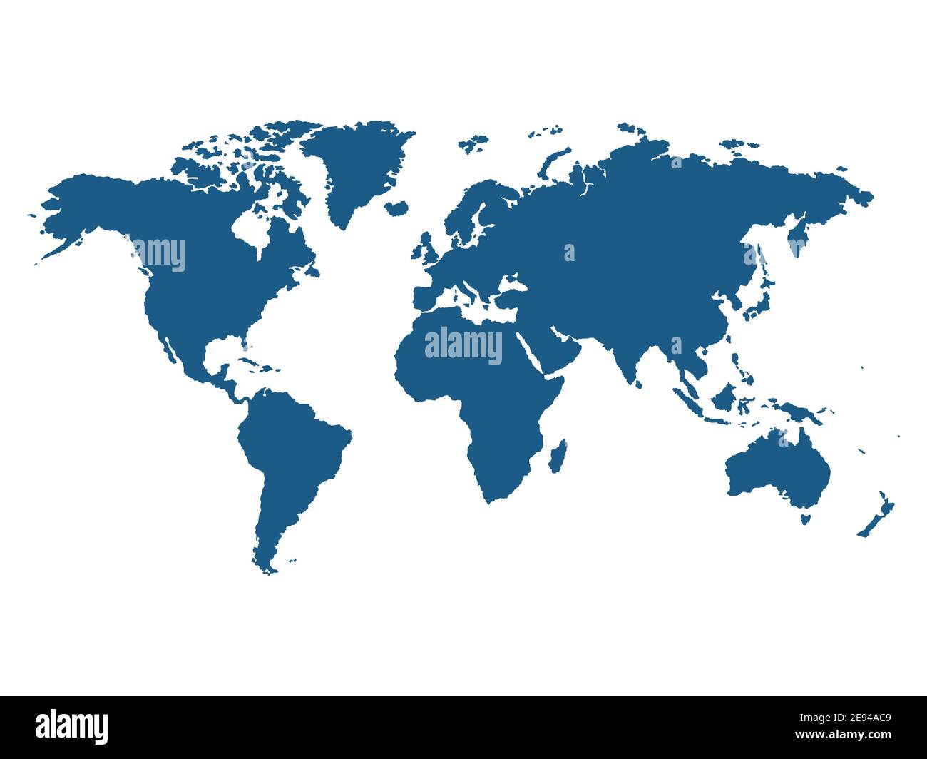 Blue vector world map, Earth illustration isolated on white background ...