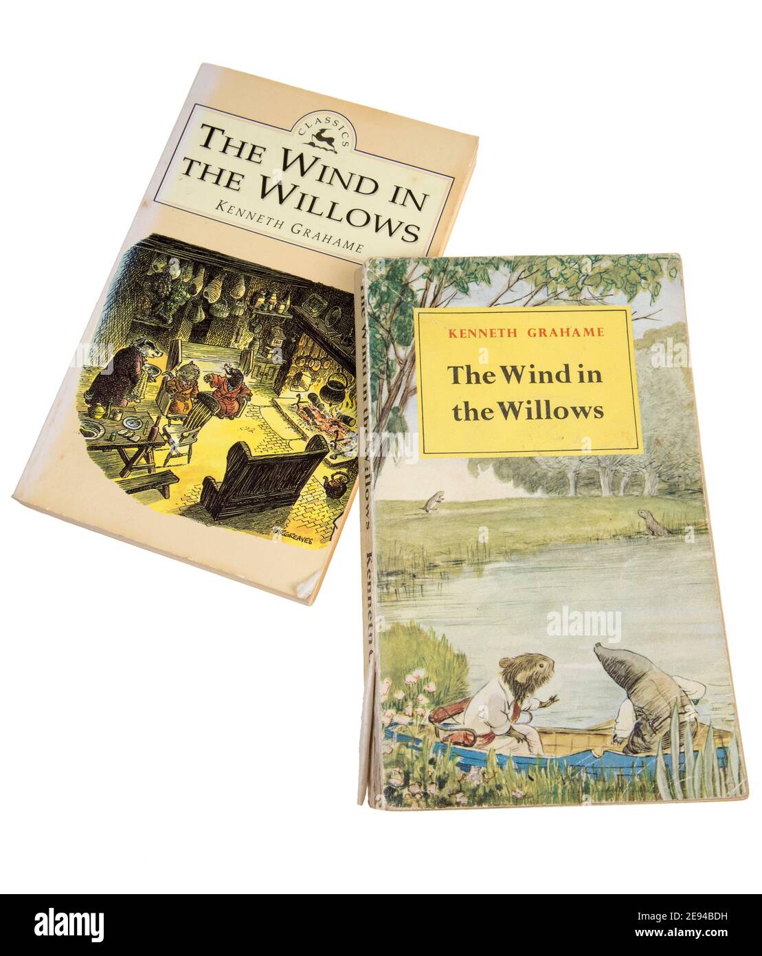 Two editions of The Wind in the Willows by Kenneth Graham first published in 1908 Stock Photo