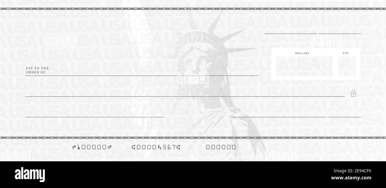 Blank stimulus check template. Fake money bank cheque mockup Stock With Blank Money Order Template