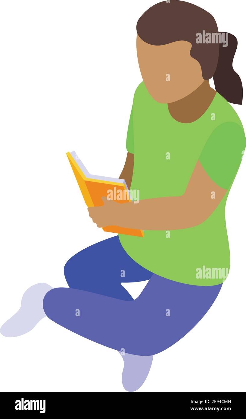 Child reading icon. Isometric of child reading vector icon for web ...