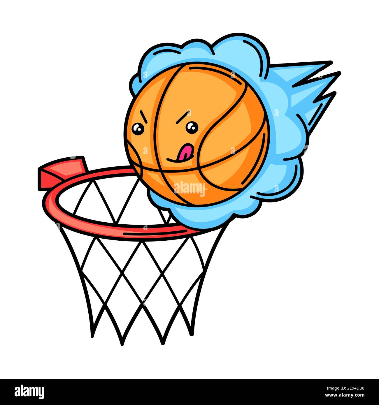 Kawaii illustration of basketball basket and ball Stock Vector Image
