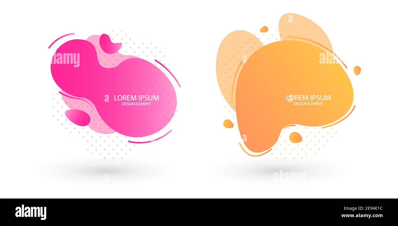 Fluid frame isolated on white background. Set of abstract liquid shapes ...
