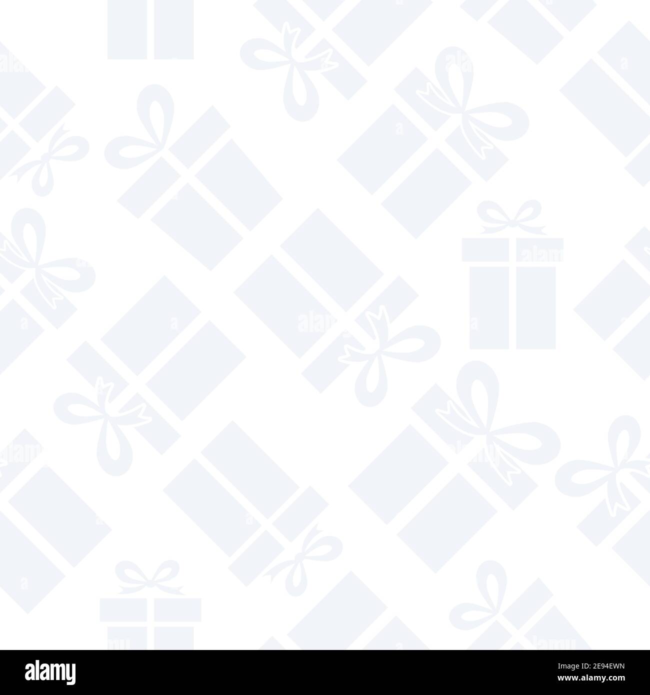 Gift boxes seamless pattern. White Christmas holiday vector illustration. New Year present texture concept. Stock Vector