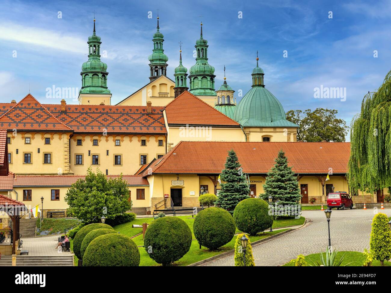 Kalwaria Zebrzydowska, Poland - August 27, 2020: St. Mary Basilica and Bernardine Order monastery within the Calvary pilgrimage Mannerist complex Stock Photo
