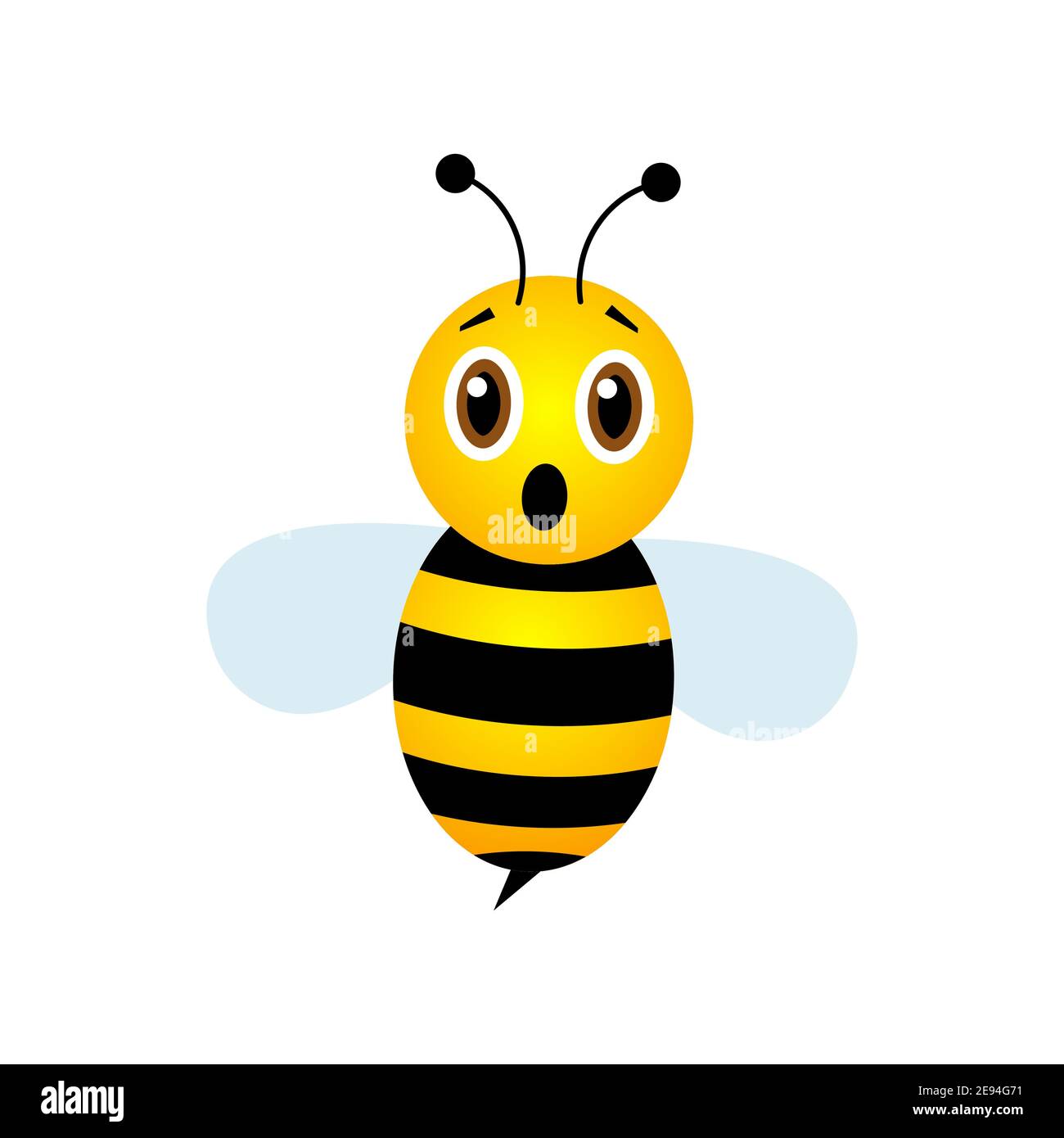 Scared bee character. Cute frighten bee with open mouth. Vector illustration. Stock Vector