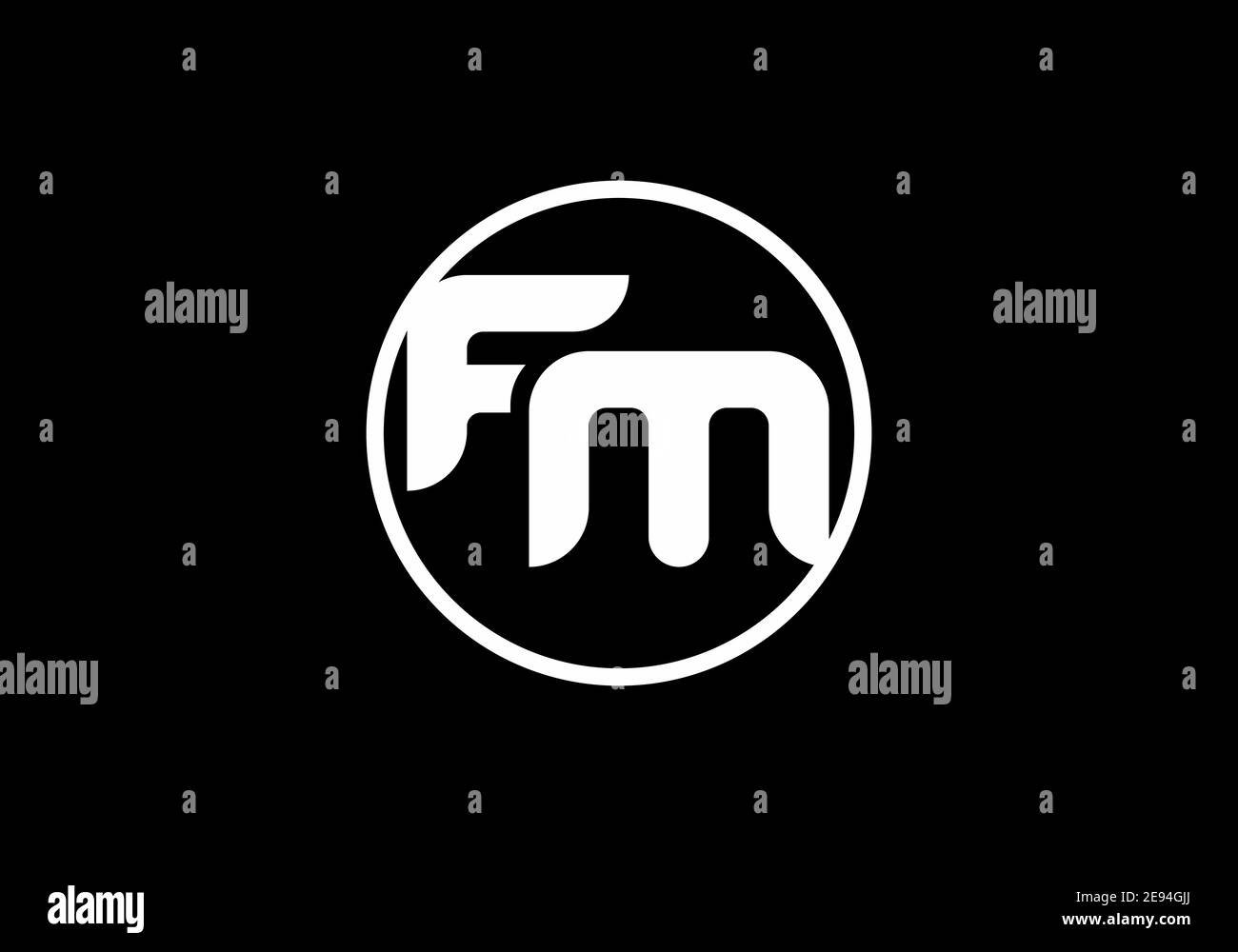 Black white FM initial letter in circle logo design Stock Vector Image ...