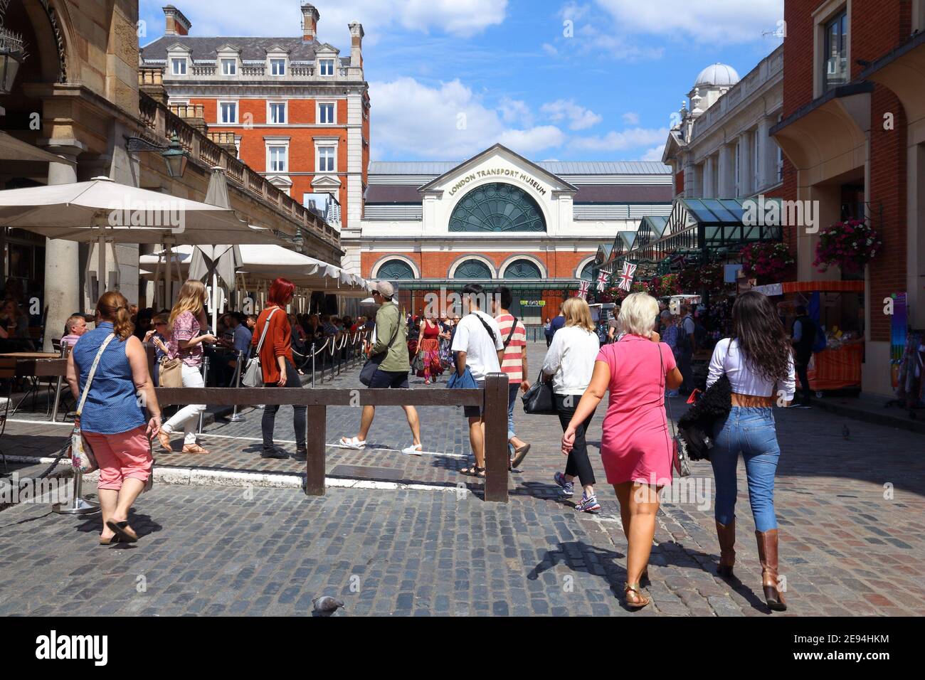 LONDON, UK - JULY 6, 2016: People visit Covent Garden in London, UK. London is the most populous city in the UK with 13 million people living in its m Stock Photo