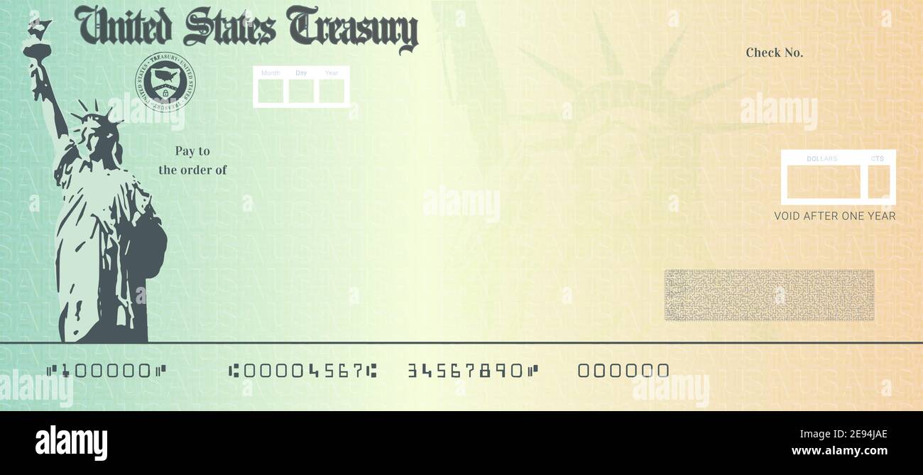 Blank stimulus check template. Fake money bank cheque mockup Stock With Blank Money Order Template