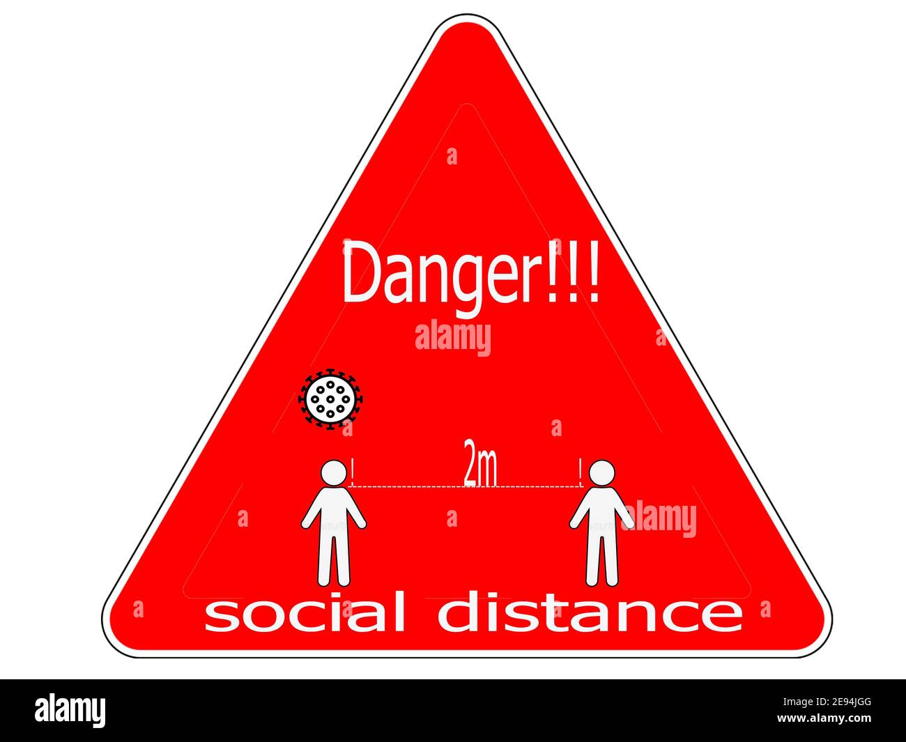 Sign warning about need to observe social distance. Stock Photo