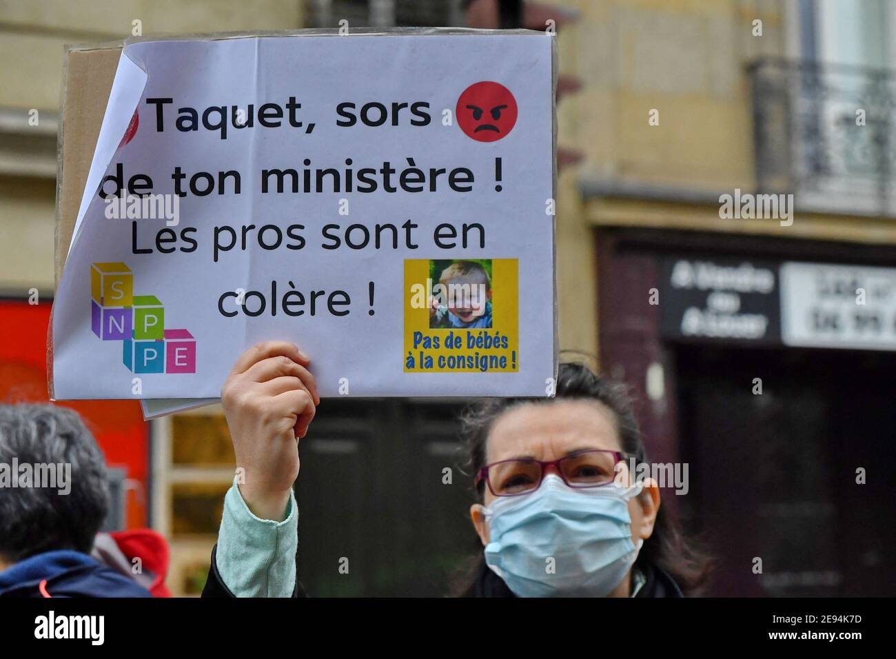 Paris France 2nd Feb 21 Demonstration Against Adrien Taquet S Law And For The Welcoming Of Early Paris France 2nd Feb 21 Demonstration Against Adrien Taquet S Law And For The Welcoming Of Early