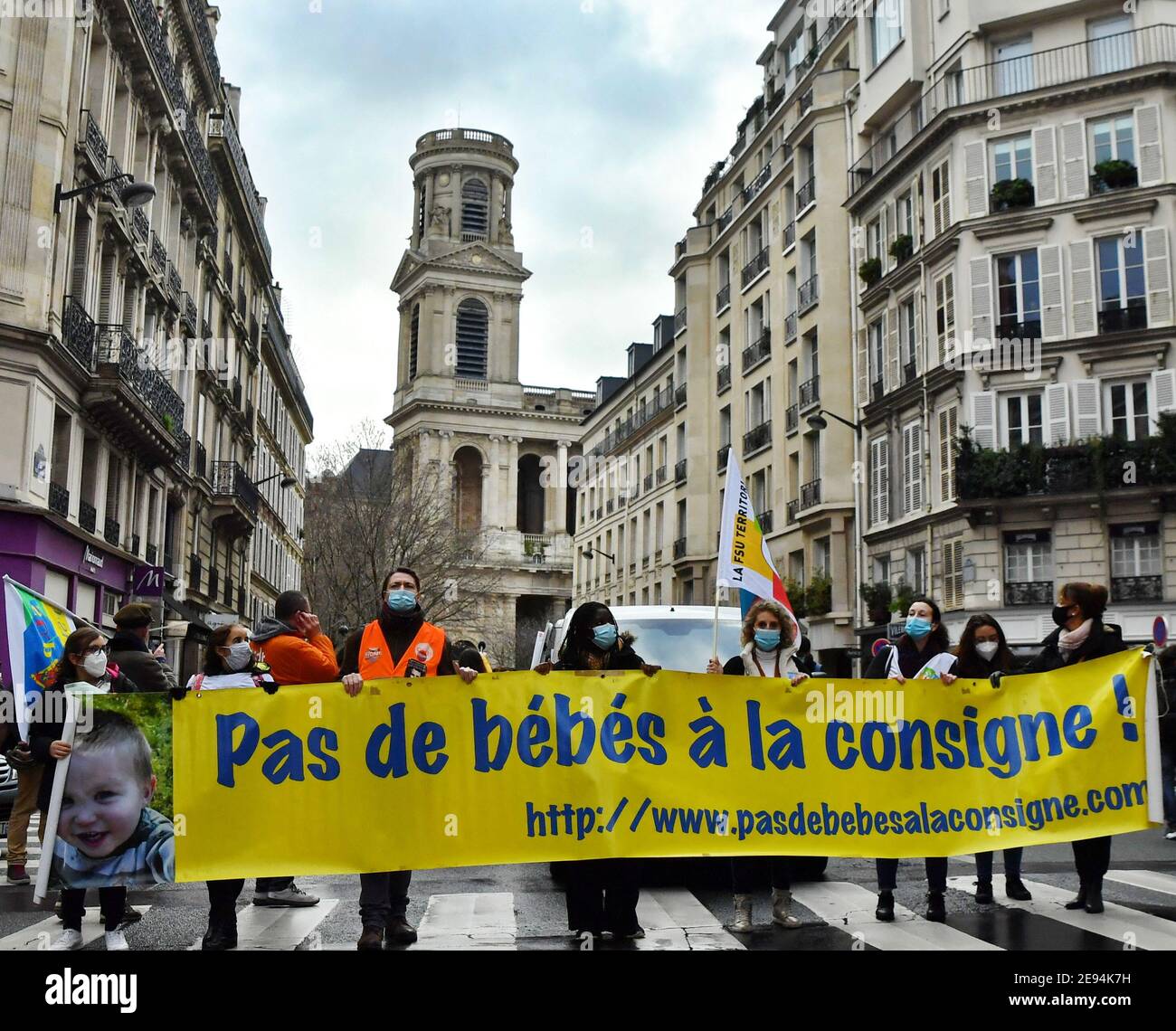 Paris France 2nd Feb 21 Demonstration Against Adrien Taquet S Law And For The Welcoming Of Early Childhood With The Slogan No Babies In The Consigne In Paris France On February 02 21 Paris France 2nd Feb 21 Demonstration Against Adrien Taquet S Law And For The Welcoming Of Early Childhood With The Slogan No Babies In The Consigne In Paris France On February 02 21