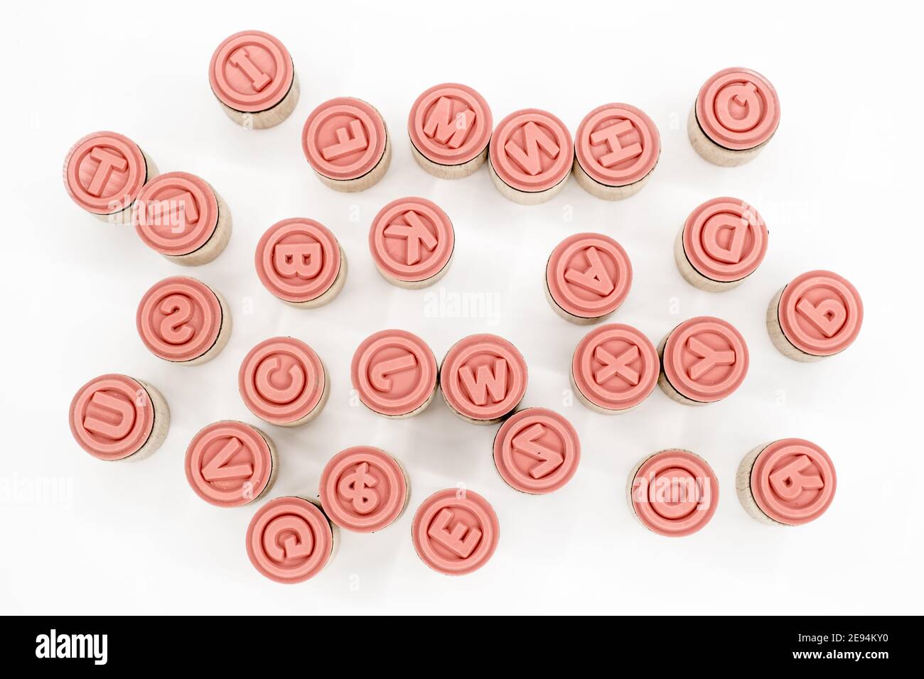 round wooden stamps on white background Stock Photo Alamy