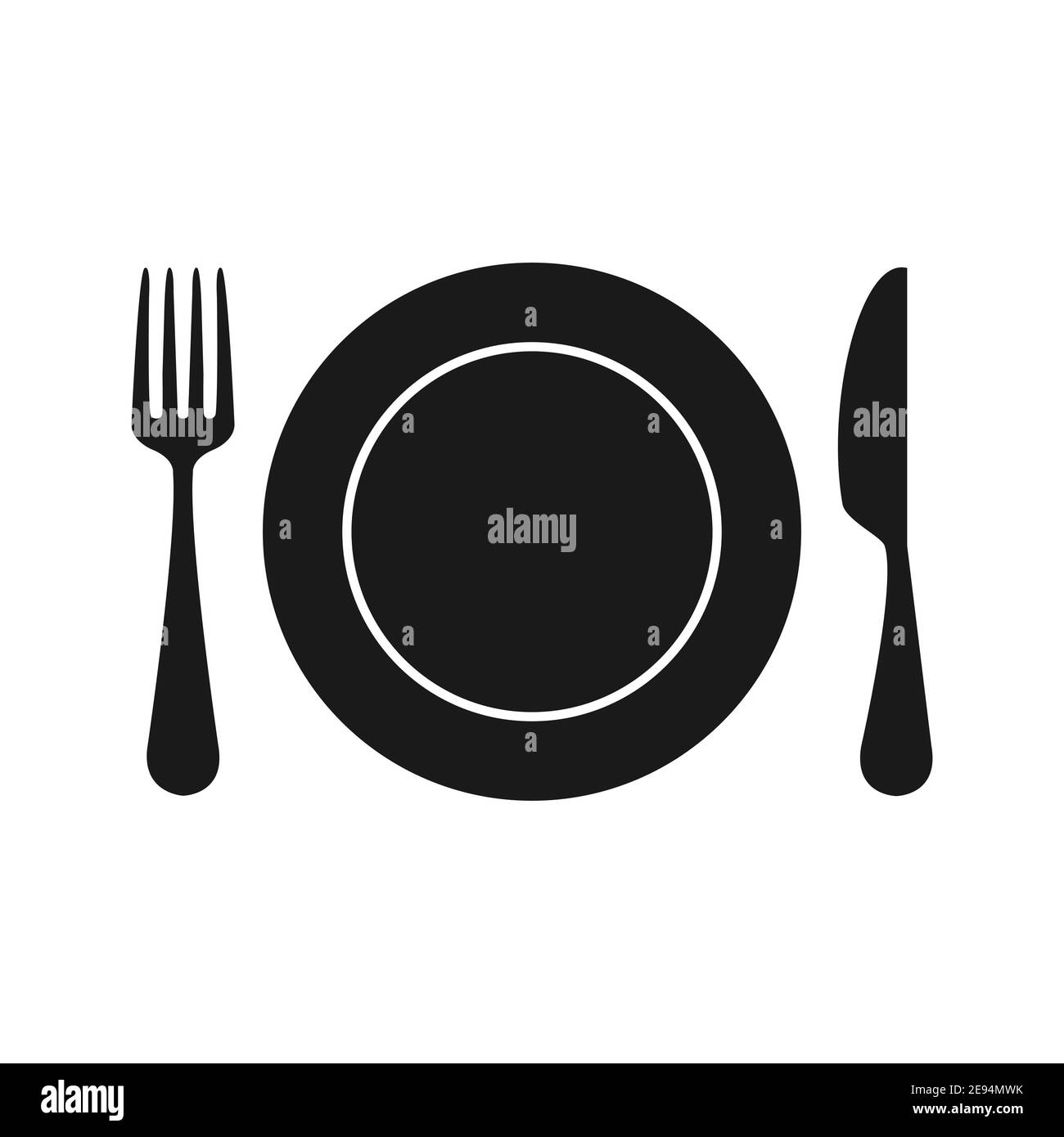 Fork, plate and knife isolated vector illustration. Cooking tools