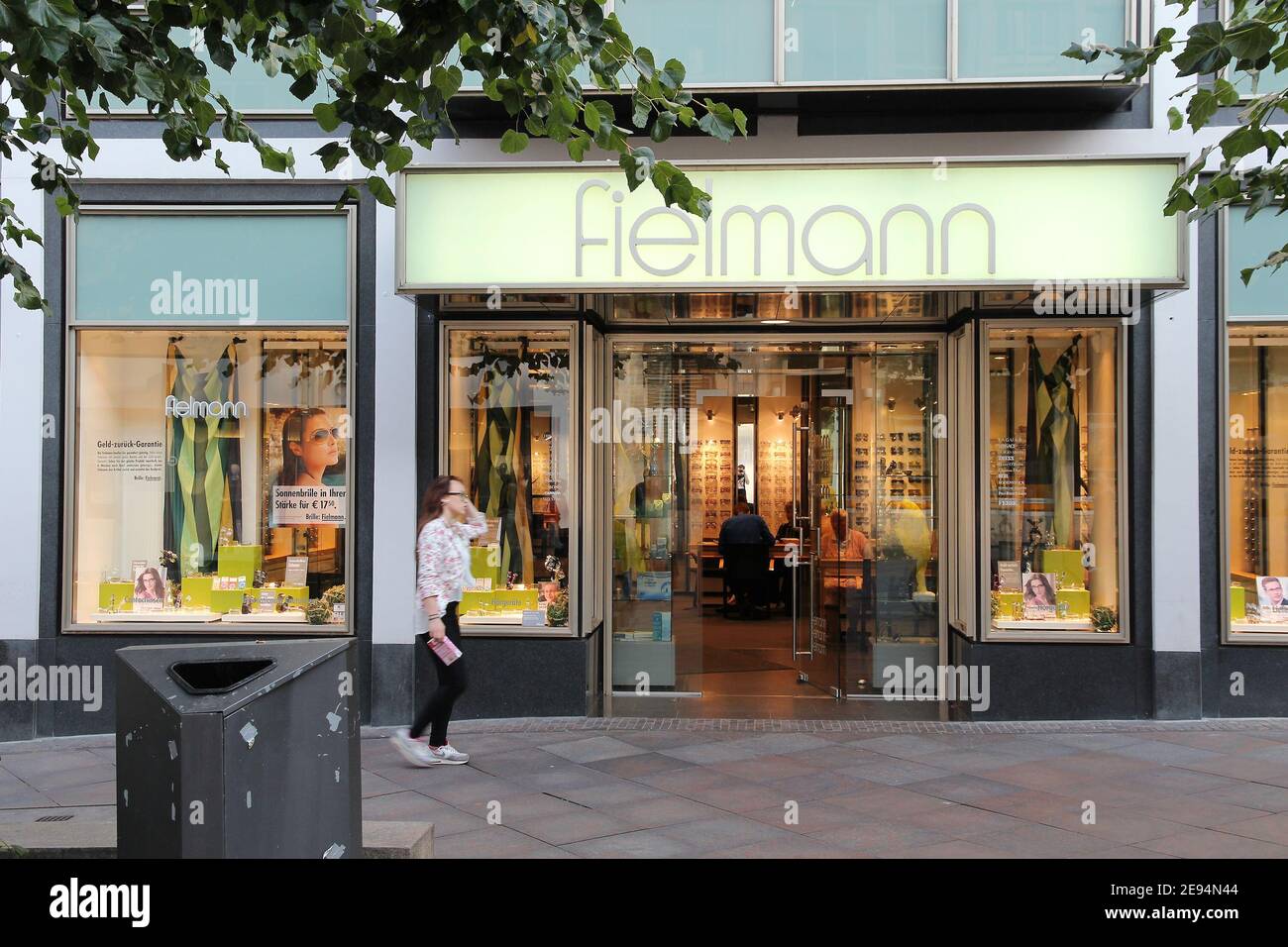 LUBECK, GERMANY - AUGUST 29, 2014: Fielmann eyeglasses store in Lubeck, Germany. Fielmann is a German eye-wear company with over 700 stores. Stock Photo