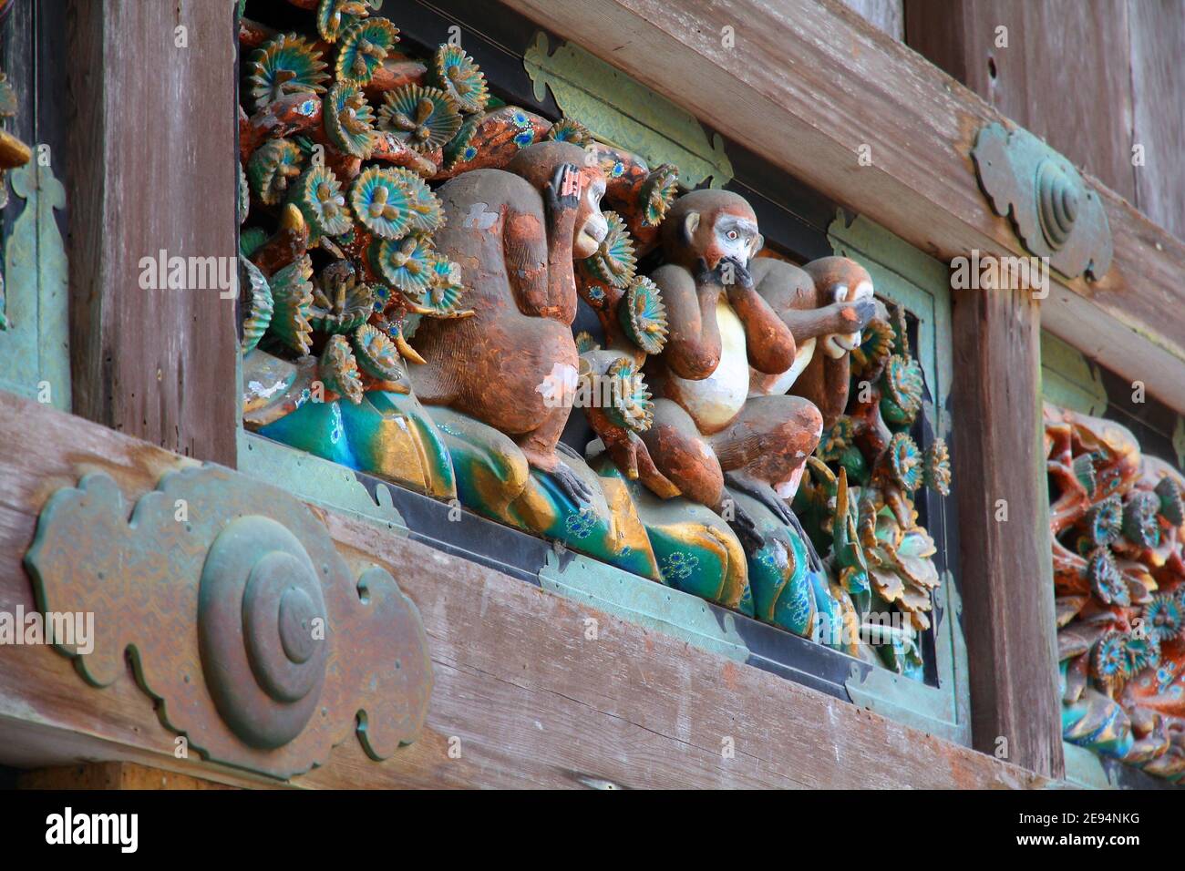 Japan culture. Three Wise Monkeys at Toshogu Shrine, Japan Stock Photo ...