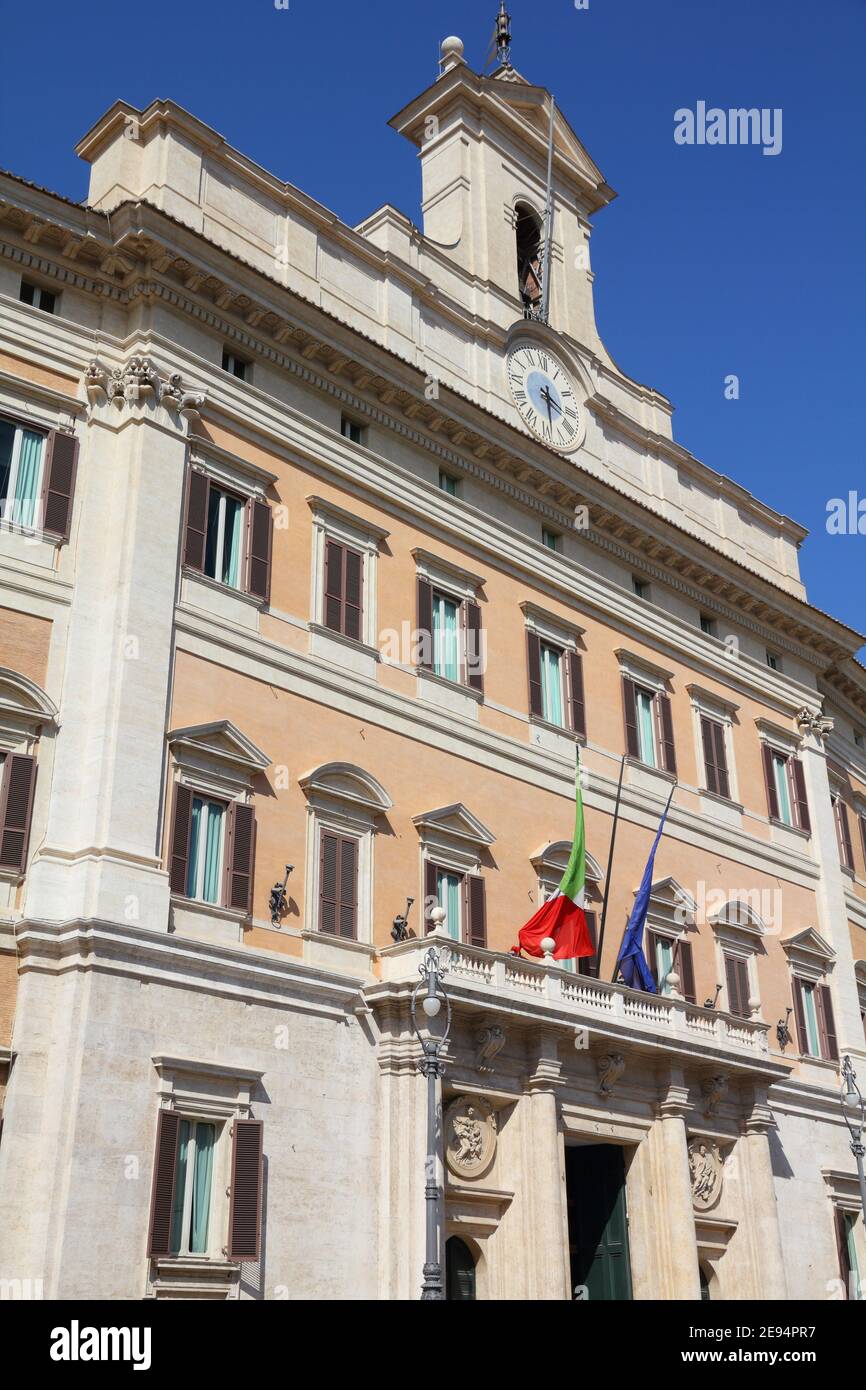 Rome landmark, Italy. Montecitorio palace, Italian parliament ...