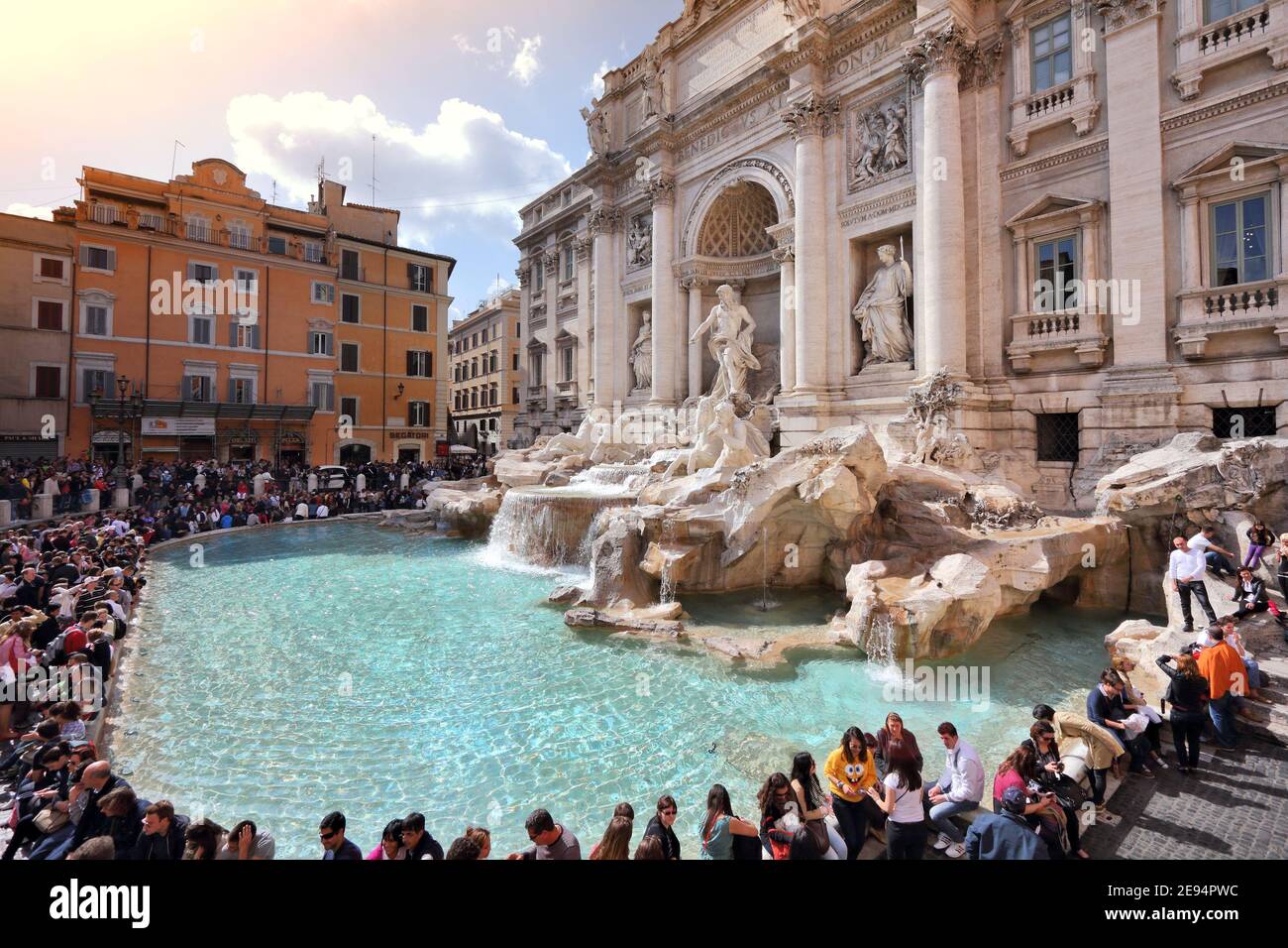 ROME, ITALY - APRIL 8, 2012: People visit Trevi Fountain in Rome ...