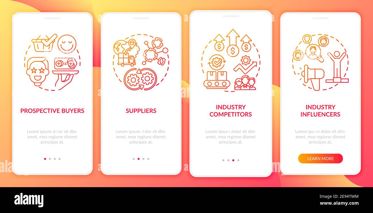 Co-creation contributors onboarding mobile app page screen with concepts Stock Vector