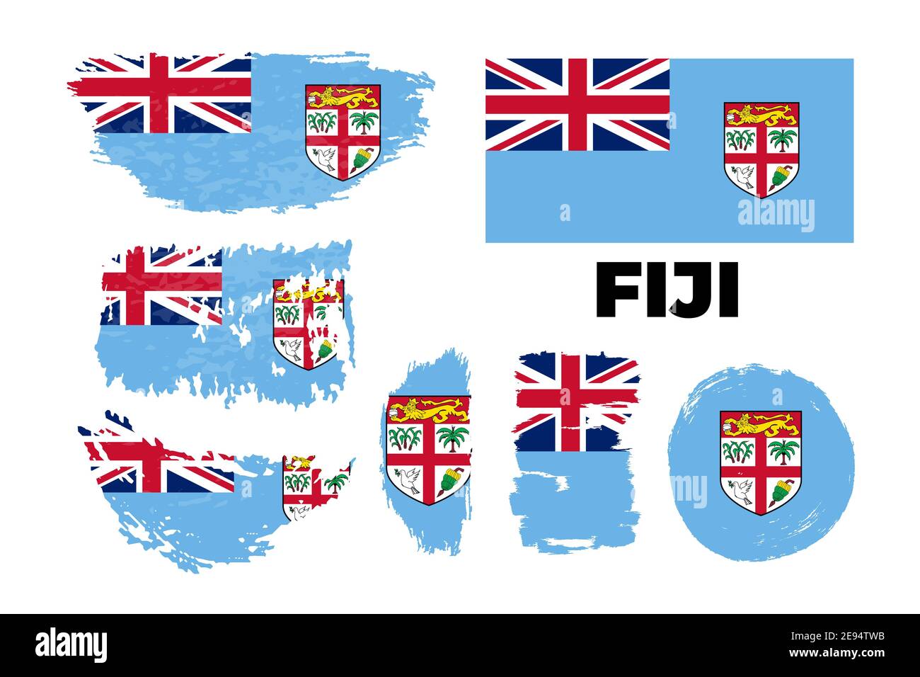 Flag of Fiji the illustration vector on a white background Stock Vector