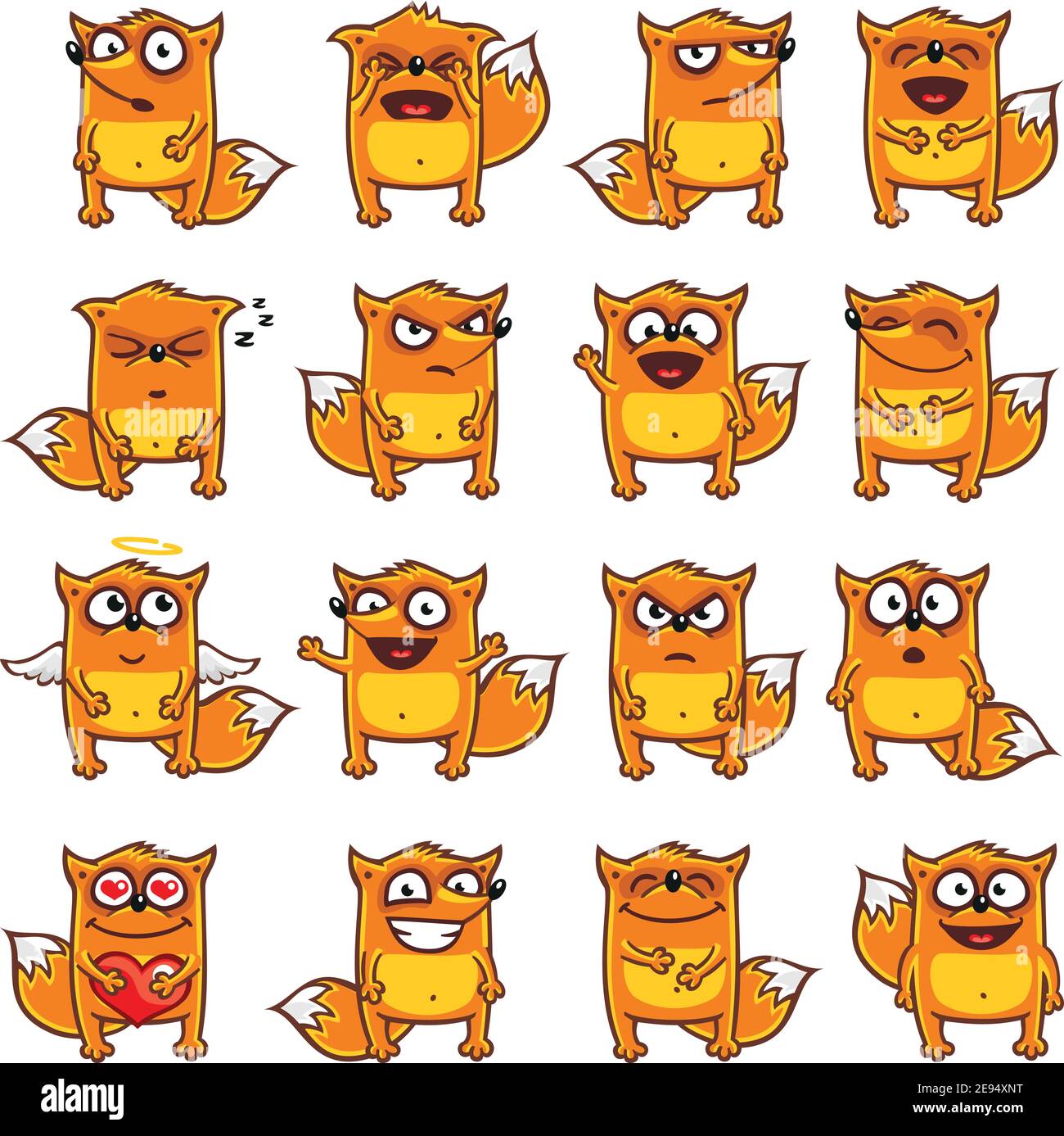 16 smiley foxes individually grouped for easy copy-n-paste. (1) Stock Vector
