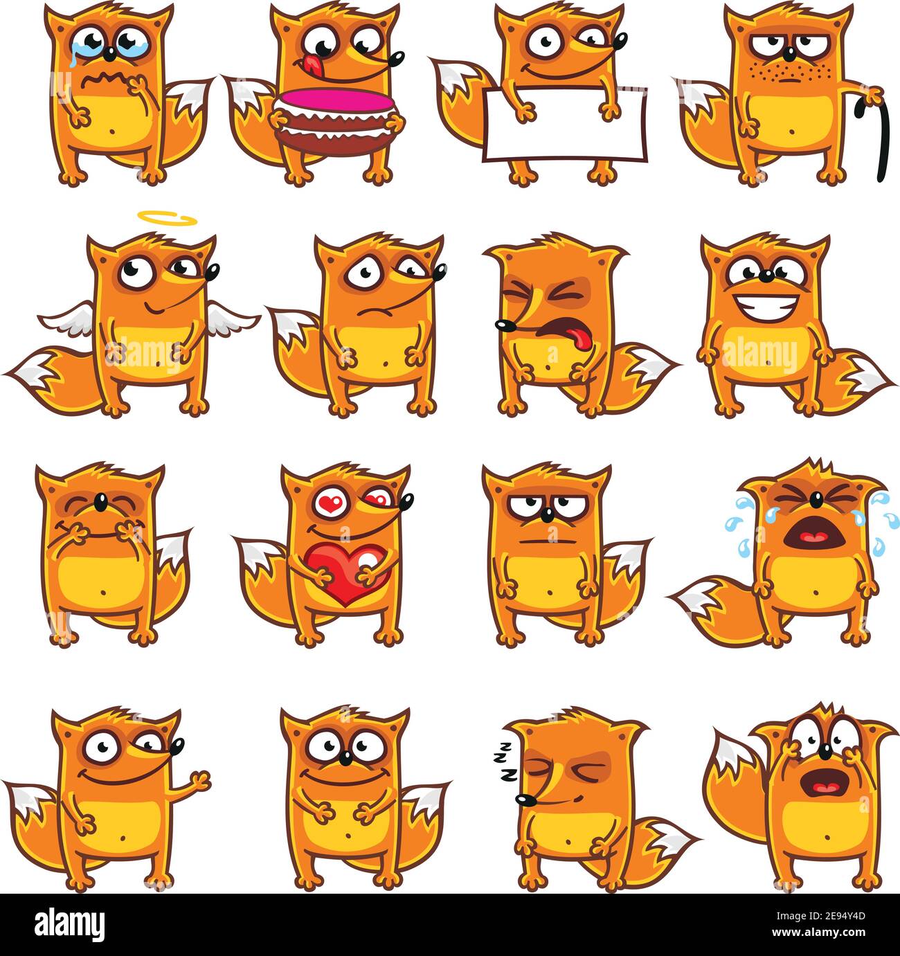 16 smiley foxes individually grouped for easy copy-n-paste. (2) Stock Vector