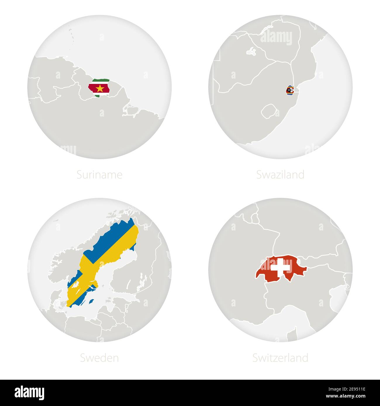 Sweden And Switzerland On A Map Suriname, Swaziland, Sweden, Switzerland Map Contour And National Flag In A  Circle. Vector Illustration Stock Vector Image & Art - Alamy